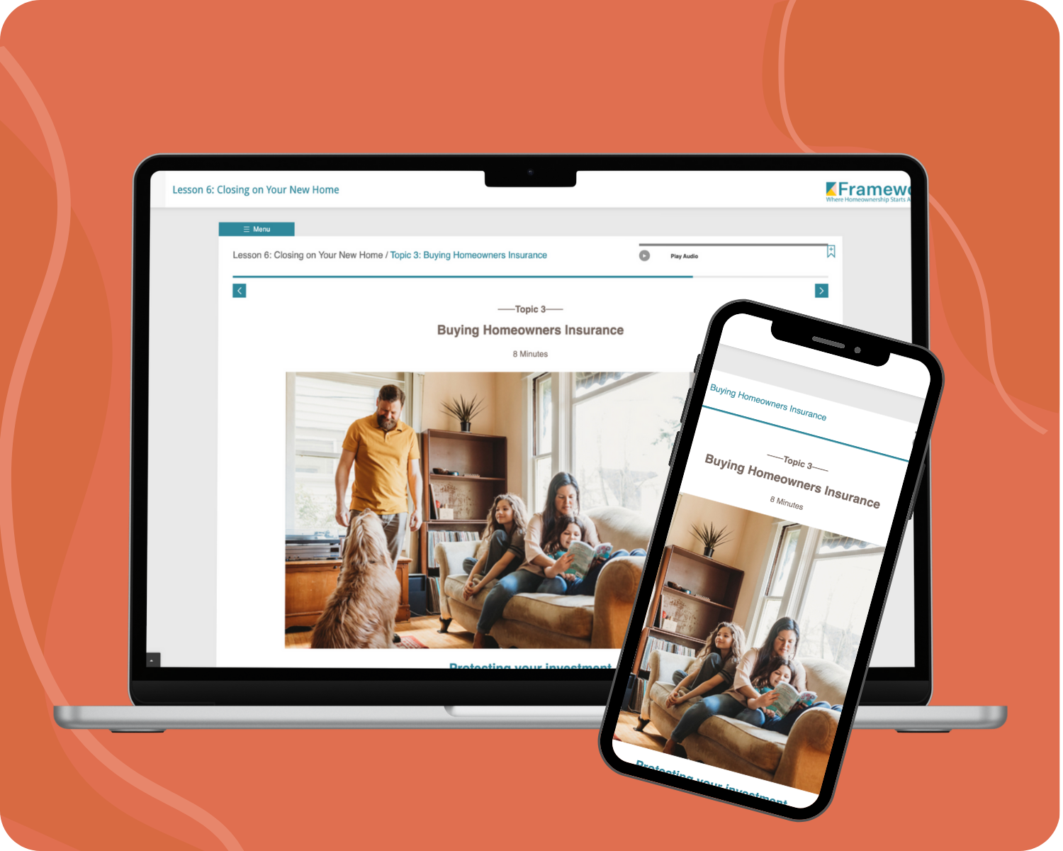 Framework Homeownership Education Platform on a laptop and phone